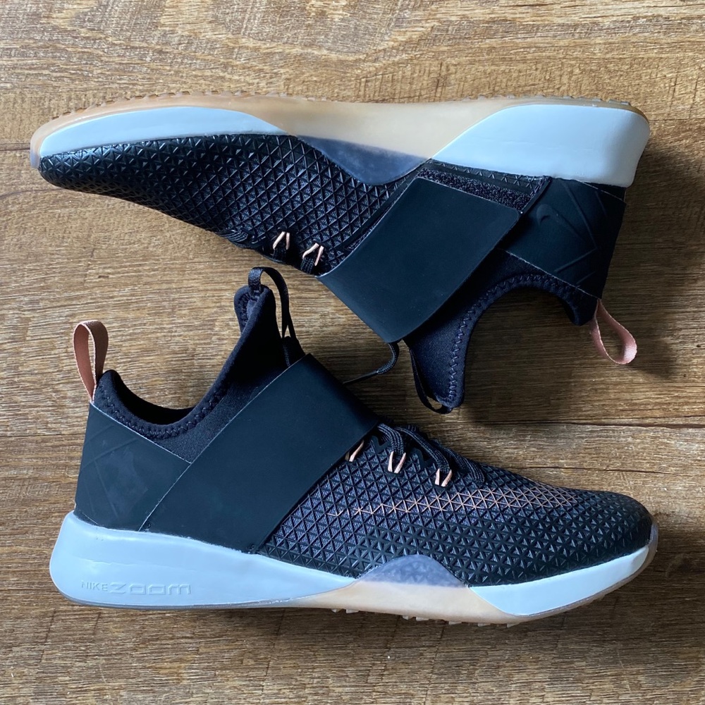 NIKE Air Zoom Strong Sneaker Black and Rose Gold